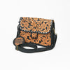 ADBG1734 American Darling Western Leather Small Cross body Bag with Hand Tooled Floral Carving