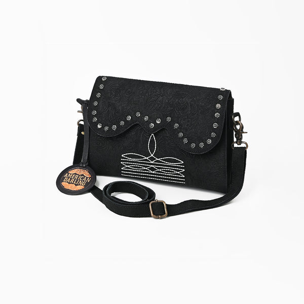 ADBG1797 American Darling Small Cross body Bag - Handcrafted Damascus Embossed Western Leather Purse