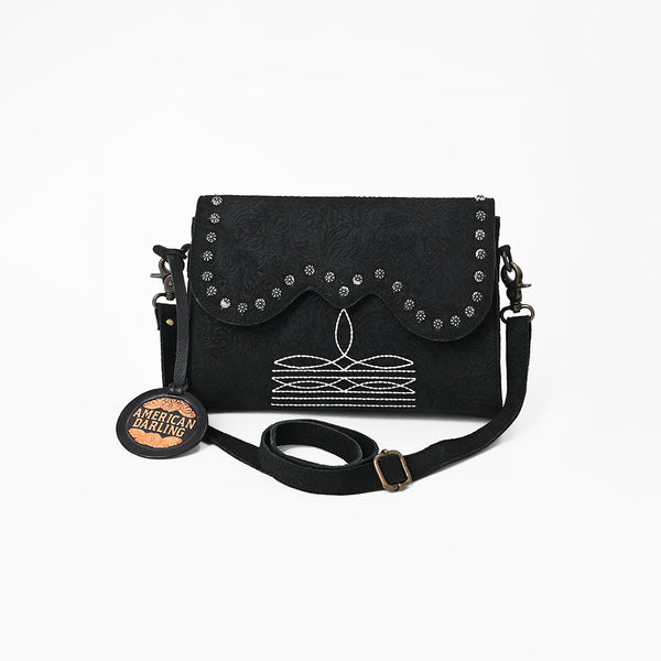 ADBG1797 American Darling Small Cross body Bag - Handcrafted Damascus Embossed Western Leather Purse