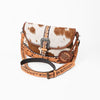 ADBG1806 American Darling Hand Tooled Floral & Cowhide Small Cross Body Bag