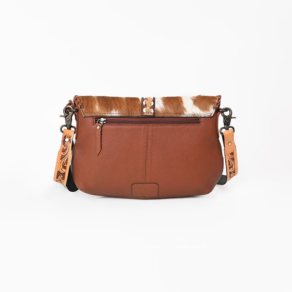 ADBG1806 American Darling Hand Tooled Floral & Cowhide Small Cross Body Bag