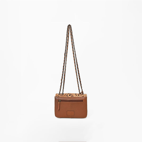 ADBG1808 American Darling Hand Tooled Floral & Genuine Suede Leather Western Cross Body Bag