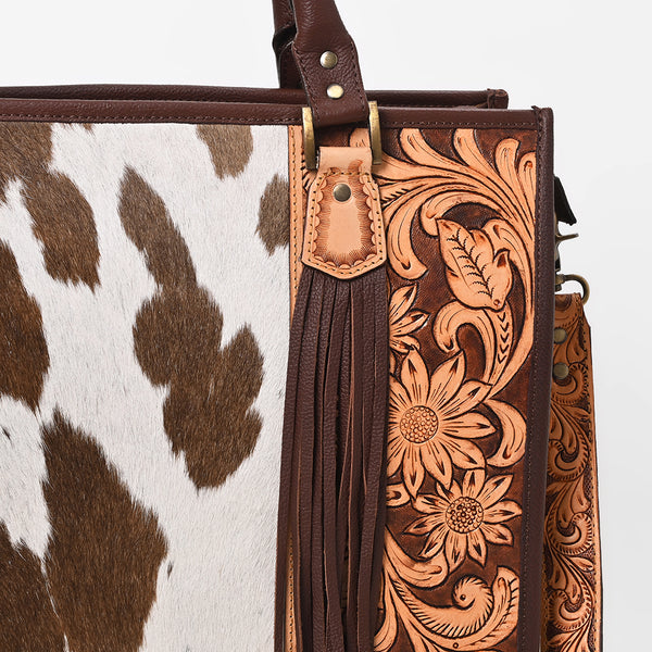 ADBG230 American Darling Western Tote Bag - Handcrafted Hair-On Cowhide & Hand-Tooled Leather