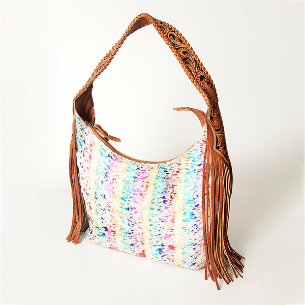 ADBG803 American Darling Handcrafted Cowhide Hobo Bag Tooled Leather Fringe Shoulder Bag