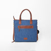 ADBGA1020 Tote Hand Tooled Denim Fabric Genuine Leather Women Bag