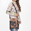 ADBGA1121 American Darling Floral Hand Tooled Leather Fringe Crossbody Purse