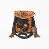 ADBGA1121 American Darling Floral Hand Tooled Leather Fringe Crossbody Purse