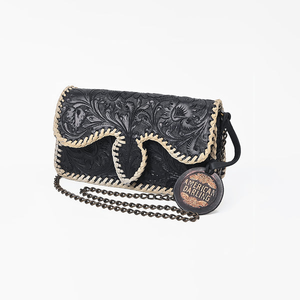ADBGA1243 American Darling Hand Tooled Genuine Leather Whipstitch Crossbody Purse