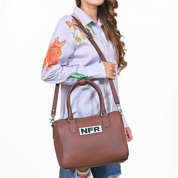 Official PRCA & NFR Licensed Collection®️ Brown Genuine Western Leather Speedy Bag
