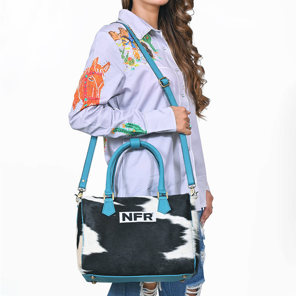 Official PRCA & NFR Licensed Collection®️Hair-on-Hide & Genuine Leather Speedy Bag