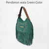 Official PRCA & NFR Licensed Collection® Premium Green Suede Western Fringe Crescent Hobo Shoulder Bag
