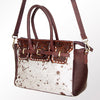 ADBGI151 Studded Hair-On Hide Tooled Leather Satchel - Western Cowgirl Handbag