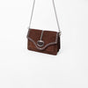 American Darling Genuine Leather & Suede Dark Brown Studded Chain Crossbody Bag