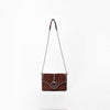 American Darling Genuine Leather & Suede Dark Brown Studded Chain Crossbody Bag