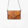 American Darling Genuine Leather Cognac Tan Studded Chain Crossbody Bag