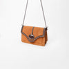 American Darling Genuine Leather & Suede Tan Studded Chain Crossbody Bag