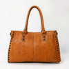 ADBGM127 Distressed Leather Tote Bag - Western Whipstitch Handbag with Crossbody Strap