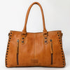 ADBGM127 Distressed Leather Tote Bag - Western Whipstitch Handbag with Crossbody Strap