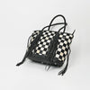 ADBGM738 American Darling Checkered Hair-on Leather Tote Bag with Fringe Trim