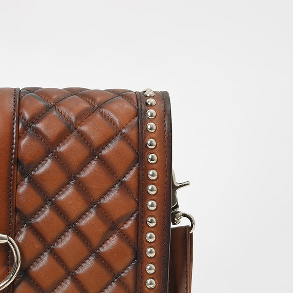 ADBGM929 American Darling Quilted Genuine Leather Studded Crossbody