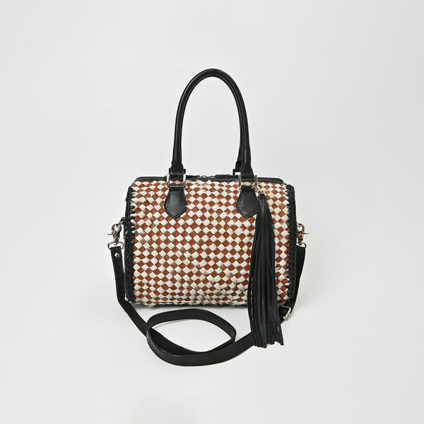 ADBGM935 American Darling Woven Hair-on and Genuine Leather Satchel Speedy Handbag