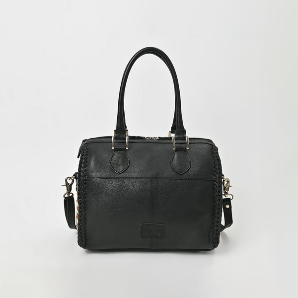 ADBGM935 American Darling Woven Hair-on and Genuine Leather Satchel Speedy Handbag