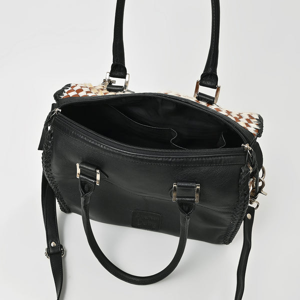 ADBGM935 American Darling Woven Hair-on and Genuine Leather Satchel Speedy Handbag