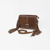 ADBGM970 American Darling Leather Studded Horsebit Fringe Crossbody Bag