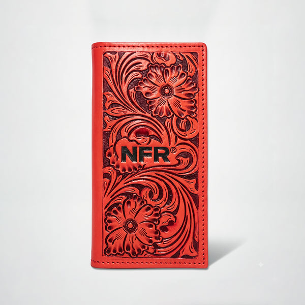 Official PRCA & NFR Licensed Collection®️ Classic Western Red Tooled Rodeo Wallet