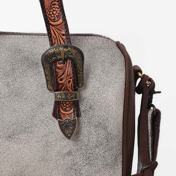 ADBGZ1081 American Darling Hand Tooled Leather Western Buckle Barrel Satchel Bag
