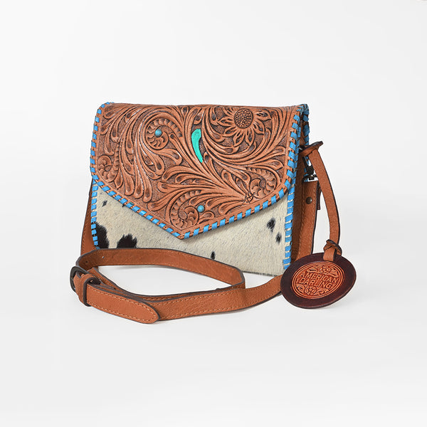 ADBGZ940 Clutch Hand Tooled Hair on Genuine Leather Women Bag