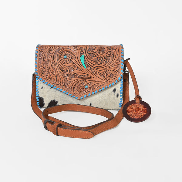 ADBGZ940 Clutch Hand Tooled Hair on Genuine Leather Women Bag