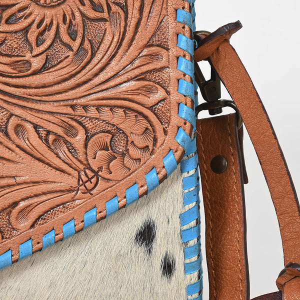 ADBGZ940 Clutch Hand Tooled Hair on Genuine Leather Women Bag
