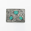 ADBKA106 Belt Buckle Engraved Brass Turquoise Rhinestone Scrollwork