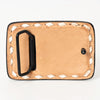 ADBLF130-BU Hand Tooled Leather Belt Buckle - Sunflower & Paisley Western Design