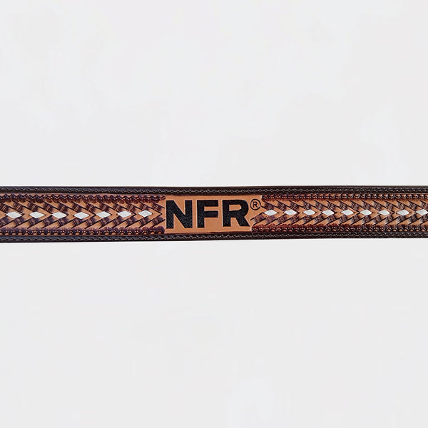 Official PRCA & NFR Licensed Collection®️ Western Brown Tooled Leather Belt