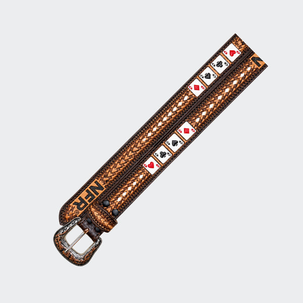 Official PRCA & NFR Licensed Collection®️Playing Cards Genuine Leather Belt