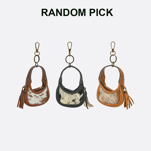 ADCHA123 American Darling Genuine Hair-On Mini Hobo Bag Keychain Pouch