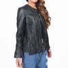 ADJKT068 Genuine Leather Women Shirt Jacket Dress