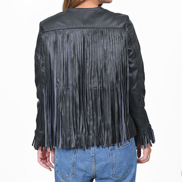 ADJKT068 Genuine Leather Women Shirt Jacket Dress