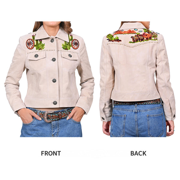 ADJKT107 American Darling Women Western Embroidered Suede Leather Jacket