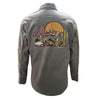 ADSH059 American Darling Taupe Western Apparel - Embroidered Cotton Lycra Longhorn Shirt