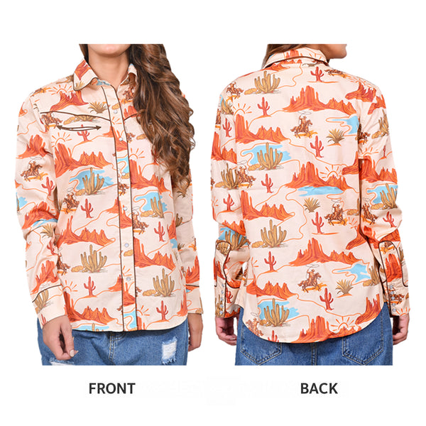 ADSH086 American Darling 100% Satin Cotton Canyon Landscape Western Shirt