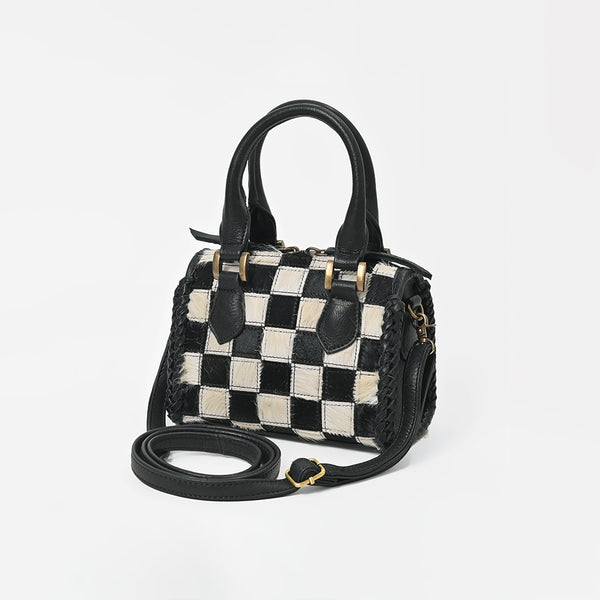ADBGM1097 Checkered Hair On Hide & Leather Speedy Bag - American Darling