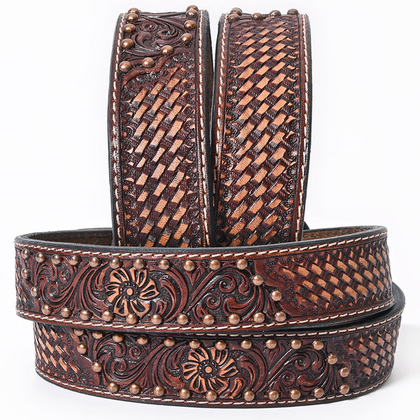 BER230-Hand Tooled Western LeatherBelt