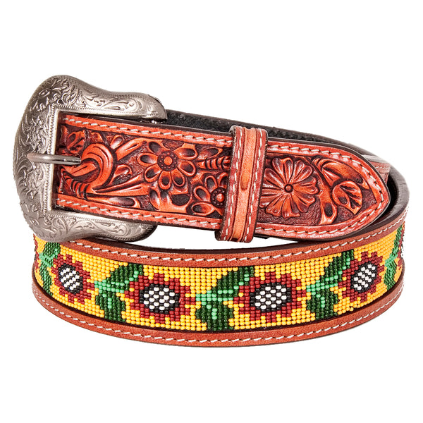 BEE110-NaturalWestern Leather Belt