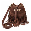 Official PRCA & NFR Licensed Collection Suede Fringe Western Bucket Crossbody Bag