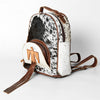 ADBGS156 Natural Cowhide Leather Backpack with Hand-Tooled Floral Pocket - Western Style