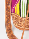 ADBG569 American Darling Hand Tooled Floral Leather & Woven Saddle Blanket Western Bucket Bag