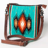 ADBG1006 American Darling Handwoven Saddle Blanket Large Crossbody Bag Genuine Leather